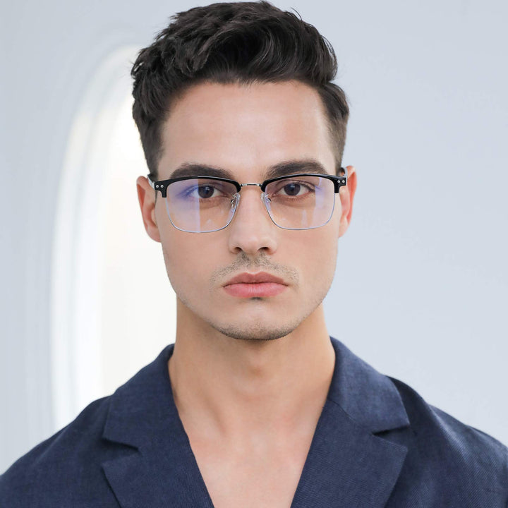 GUZTAG Blue Light Blocking Glasses - Square Computer Glasses Women/Men Eyeglasses Frame,Anti Eyestrain Computer Game Glasses (silver)