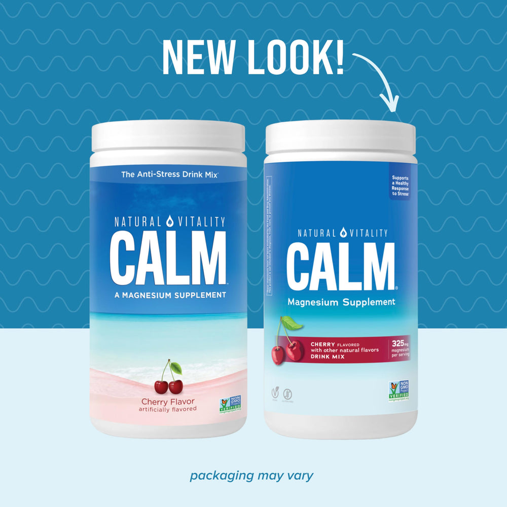 Calm, Magnesium Citrate Supplement, Anti-Stress Drink Mix Powder, Gluten Free, Vegan, & Non-GMO, Cherry, 16 oz