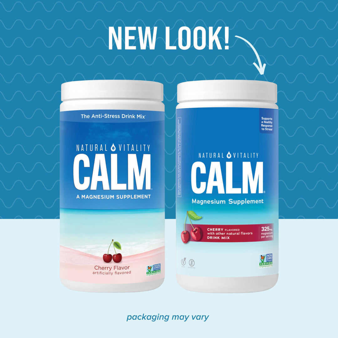 Calm, Magnesium Citrate Supplement, Anti-Stress Drink Mix Powder, Gluten Free, Vegan, & Non-GMO, Cherry, 16 oz