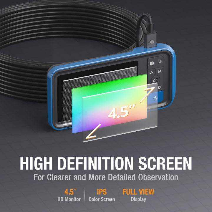 50ft Sewer Camera, 1080P Drain Plumbing Snake Inspection Camera with Light, 50 ft Flexible Borescope Endoscope Duct Fiber Optic Scope Cam