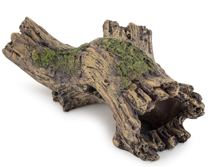 Small Aquarium Ornament Poly Resin Wood Trunk Log Fish Tank Decoration for up to 20 Gallon Tank Betta Fish Accessories Hideout Cave (Tree Log)