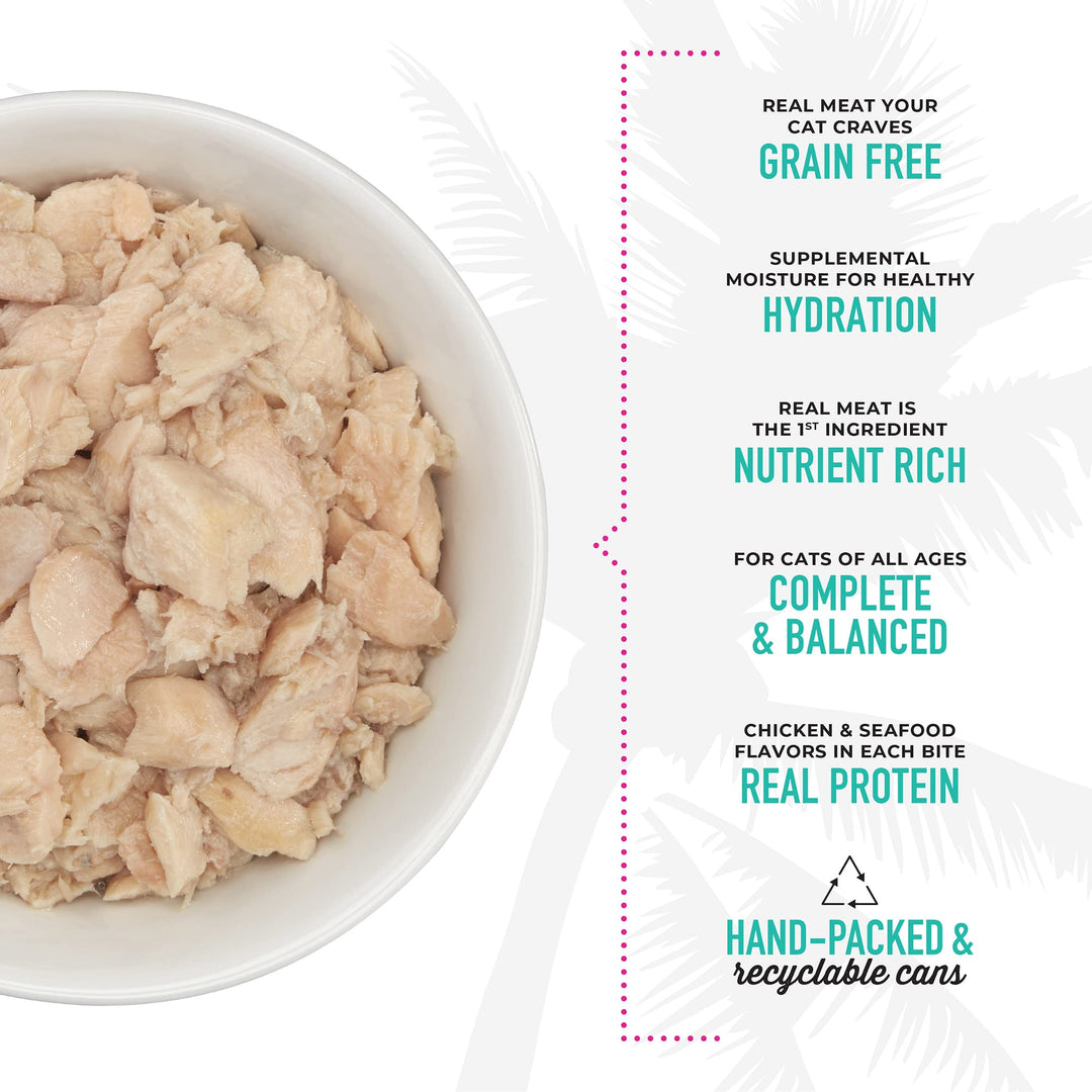 Tiki Cat Luau Grain-Free, Low-Carbohydrate Wet Food with Poultry or Fish in Consomme for Adult Cats & Kittens, 2.8oz, 12pk, Variety