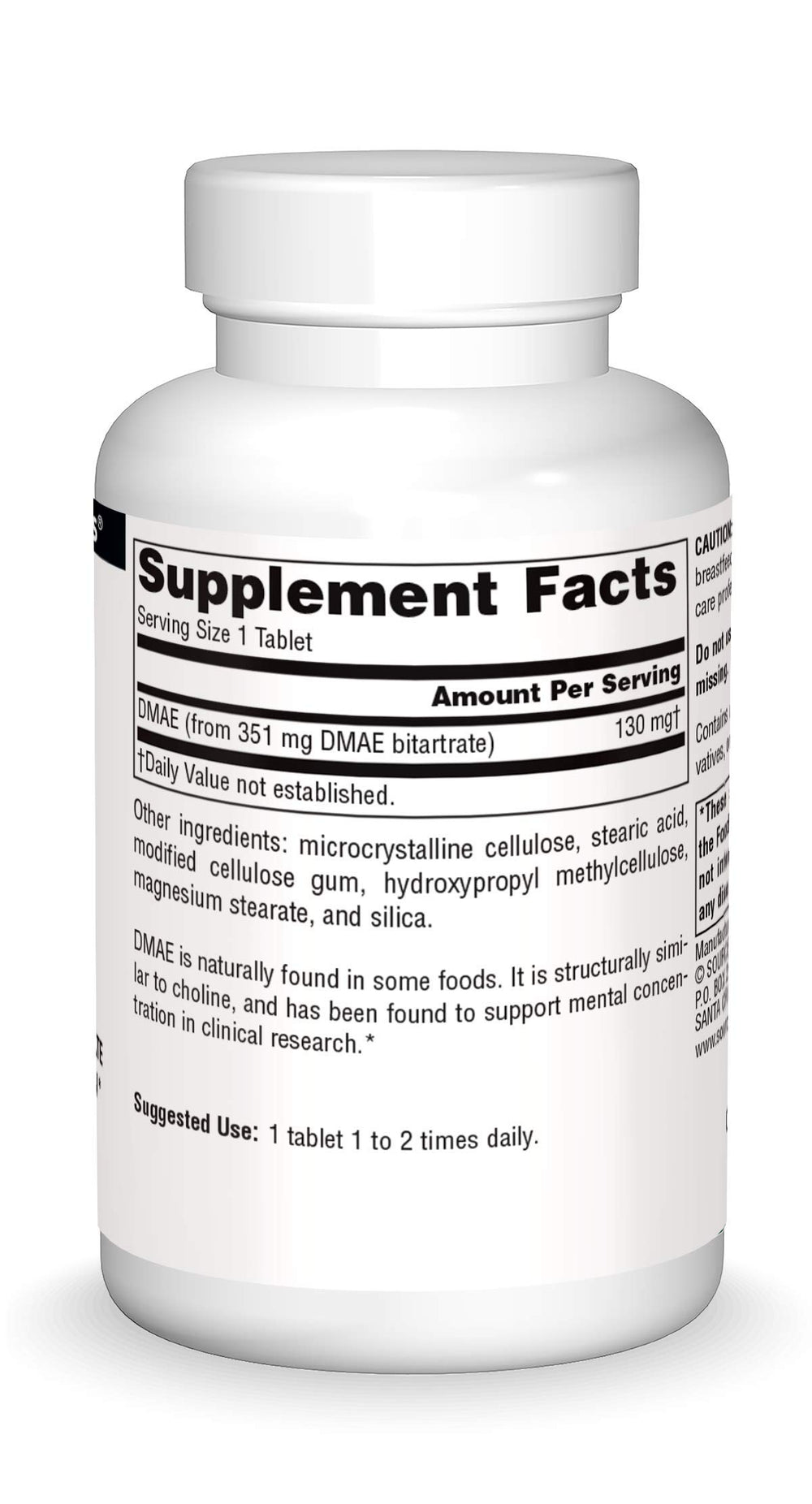 DMAE, Dimethylaminoethanol Bitartrate - Supports Mental Concentration - 100 Tablets