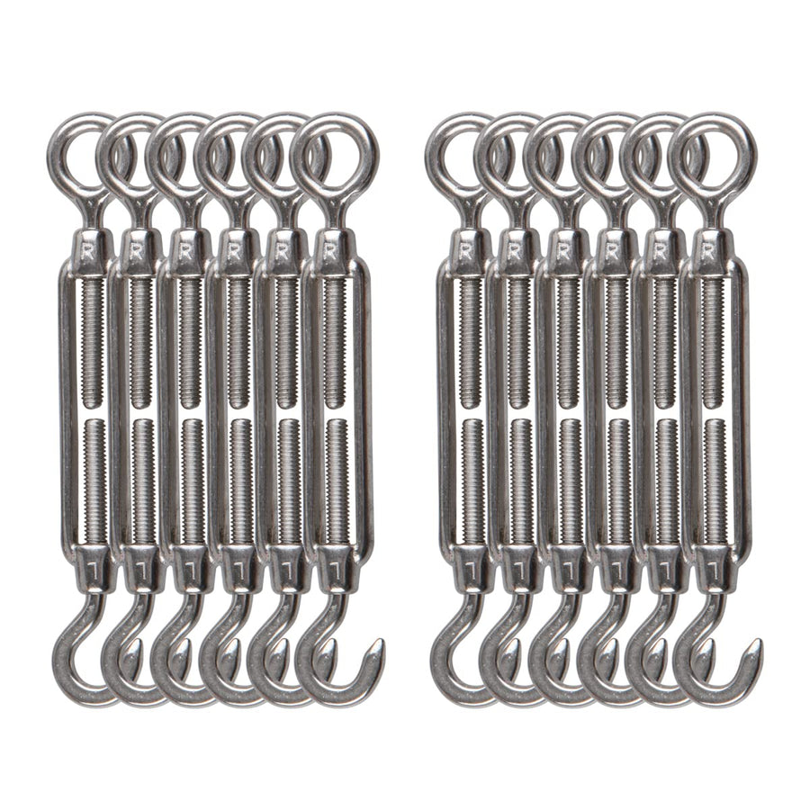 M4 Turnbuckle Hook and Eye 304 Stainless Steel Wire Rope Tensioner, 6Pcs