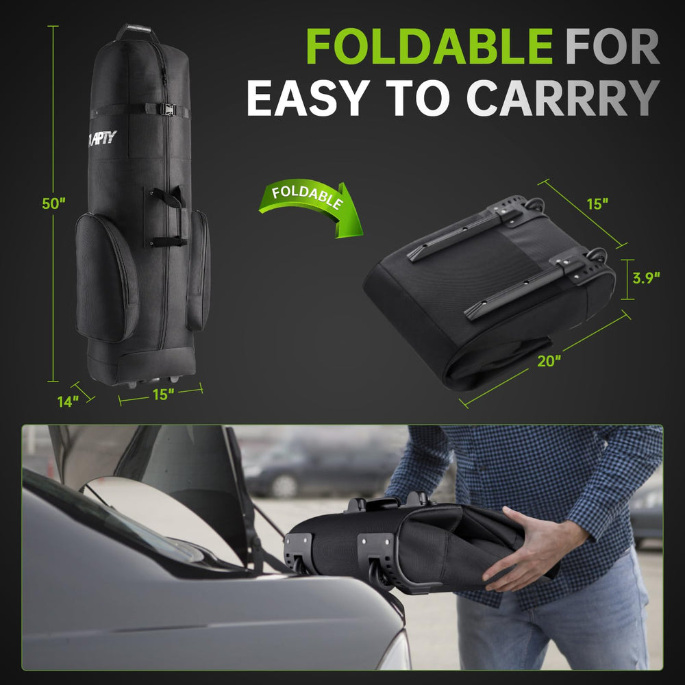 Padded Golf Club Travel Bag with Wheels, Golf Luggage Case Cover for Airlines - 1200D Wear-Resistant Oxford, Waterproof Coating Layer, Universal Size