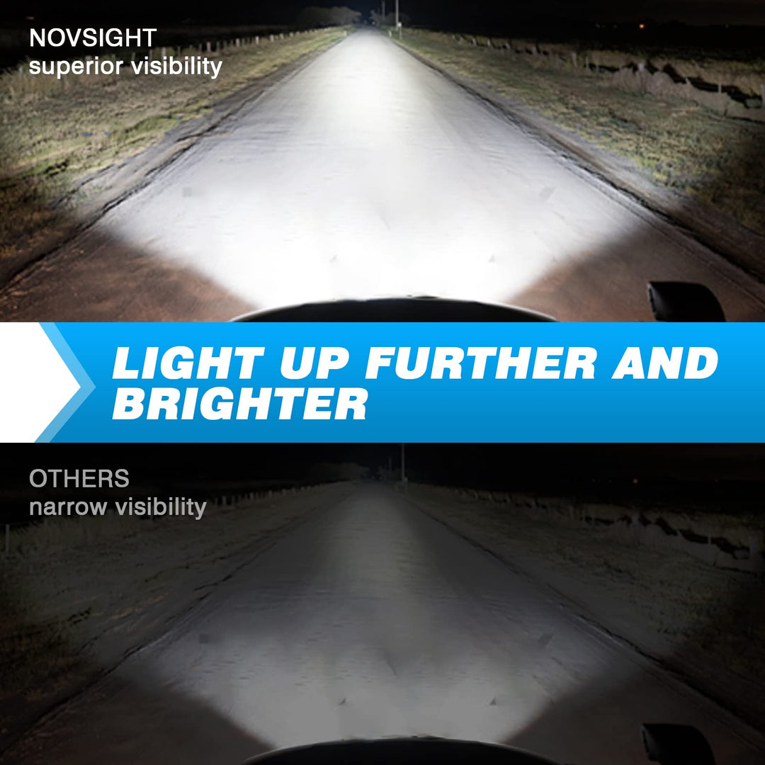 4 Inch Led Pod Light Bar with 14 AWG Wiring Harness 12800 Lumens 120W Off Road Lights Spot Flood Combo Triple Row Super Bright IP68 Waterproof for Golf Cart Jeep ATV UTV, 2 Years Warranty