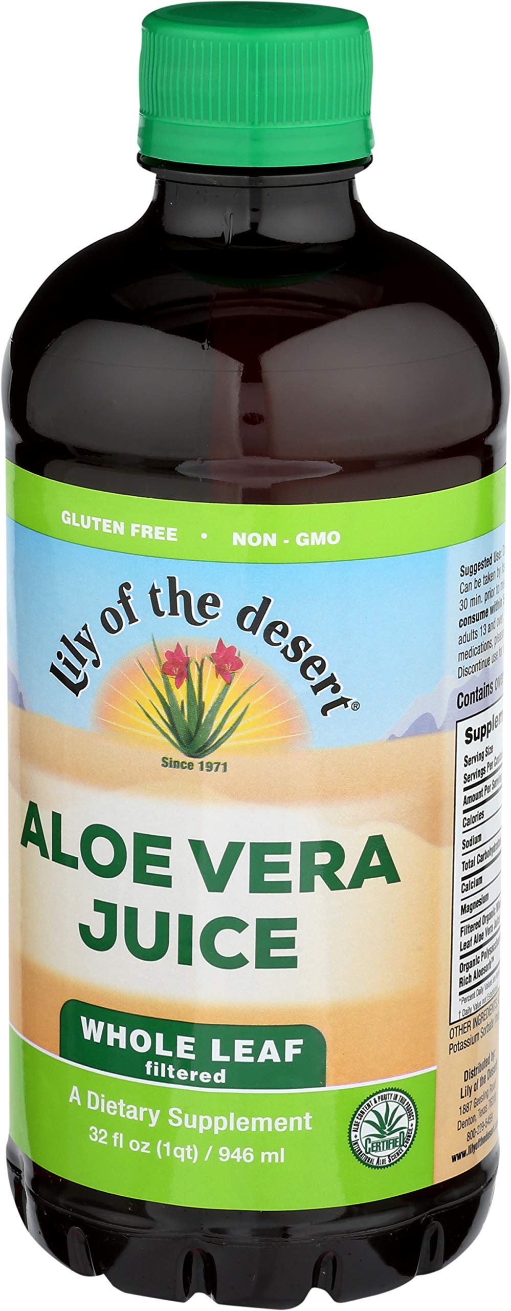 Lily of the Desert Aloe Vera Juice - Whole Leaf Filtered Aloe Vera Drink, Non-GMO Aloe Juice with Natural Digestive Enzymes for Gut Health, Stomach Relief, Wellness, Glowing Skin, 32 Fl Oz (Pack of 2)