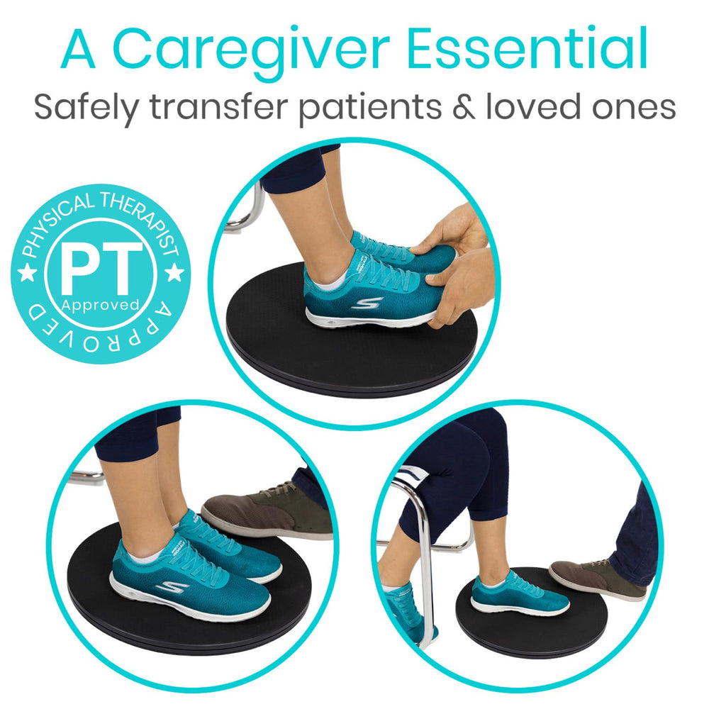 360° Pivot Disc - Patient Transfer Device for Elderly & Disabled - Swivel Turning Board 360 Degree Rotation - Handicap Senior & Stroke Disability Aid - Rotating Lazy Susan Turning Assist Pad