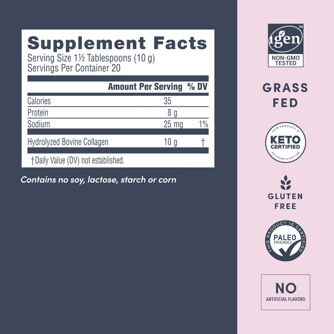 Super Collagen Peptides, 10g Collagen Peptides per Serving, Gluten Free, Keto Friendly, Non-GMO, Grass Fed, Healthy Hair, Skin, Nails and Joints, Unflavored Powder, 7 oz., 1 Canister
