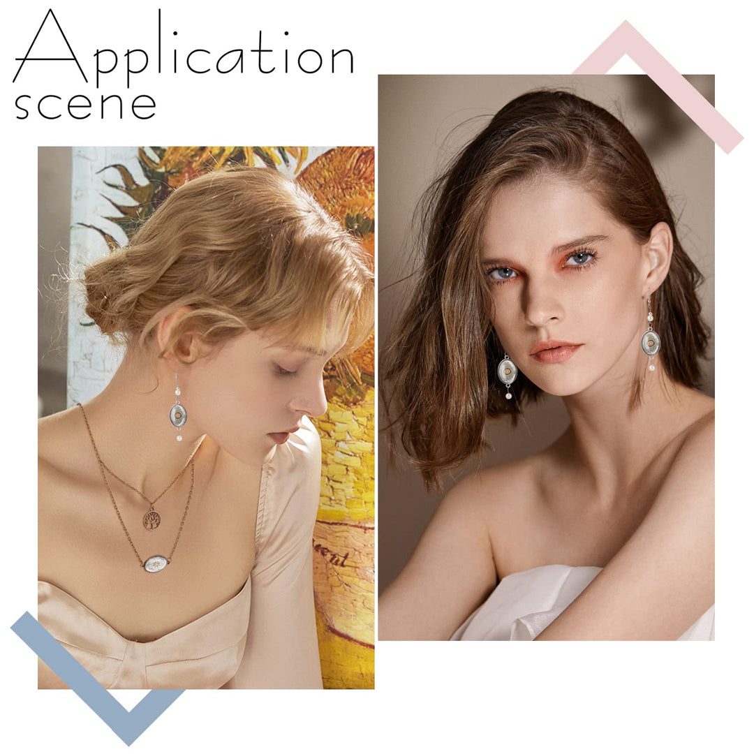 24pcs Double Holes Photo Charms Connector Pendant Tray Blanks Bezel Cabochon Settings with 24pcs Glass Cabochon Tiles Memorial Photo Pendant for Bouquet Wedding Graduation Photo Charm