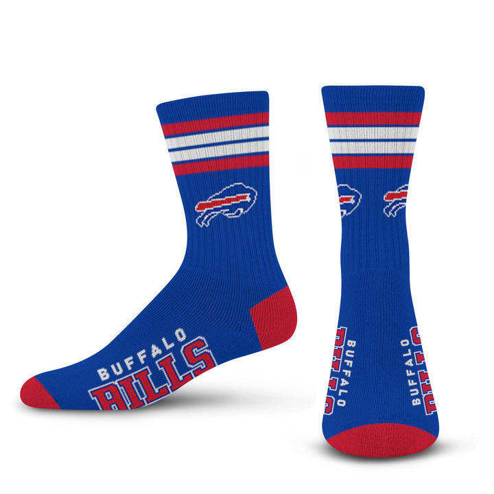 NFL 4 Stripe Deuce Crew Sock, Buffalo Bills, Large