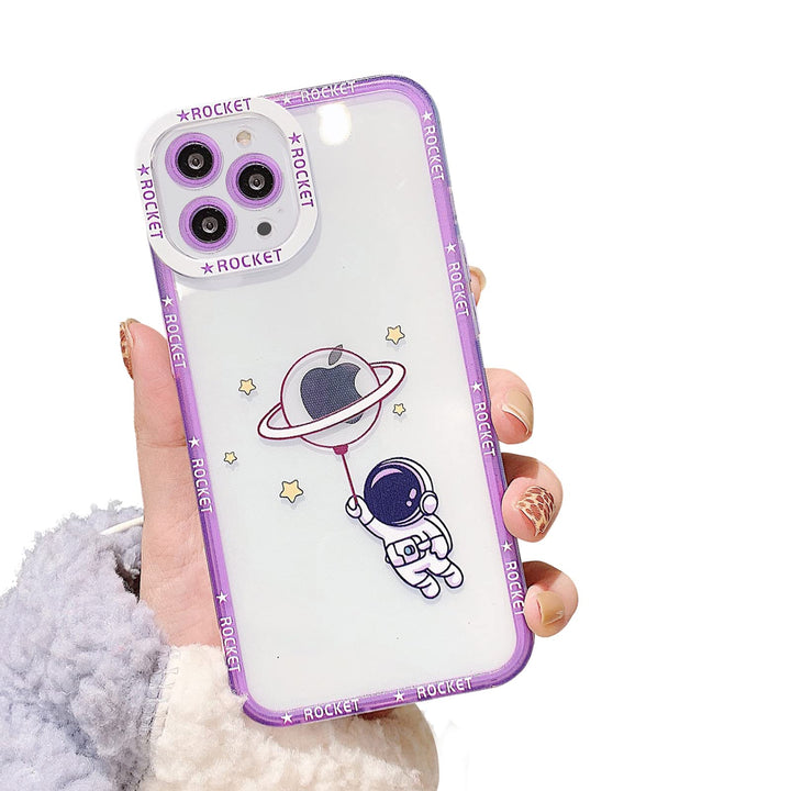 for iPhone 13 Pro Max Case Cute Cartoon Astronaut Spaceman Phone Case for Women Men Camera Lens Full Cover Protection Soft Silicone Bumper 13 Pro Max Case 6.7 inch (Blue)