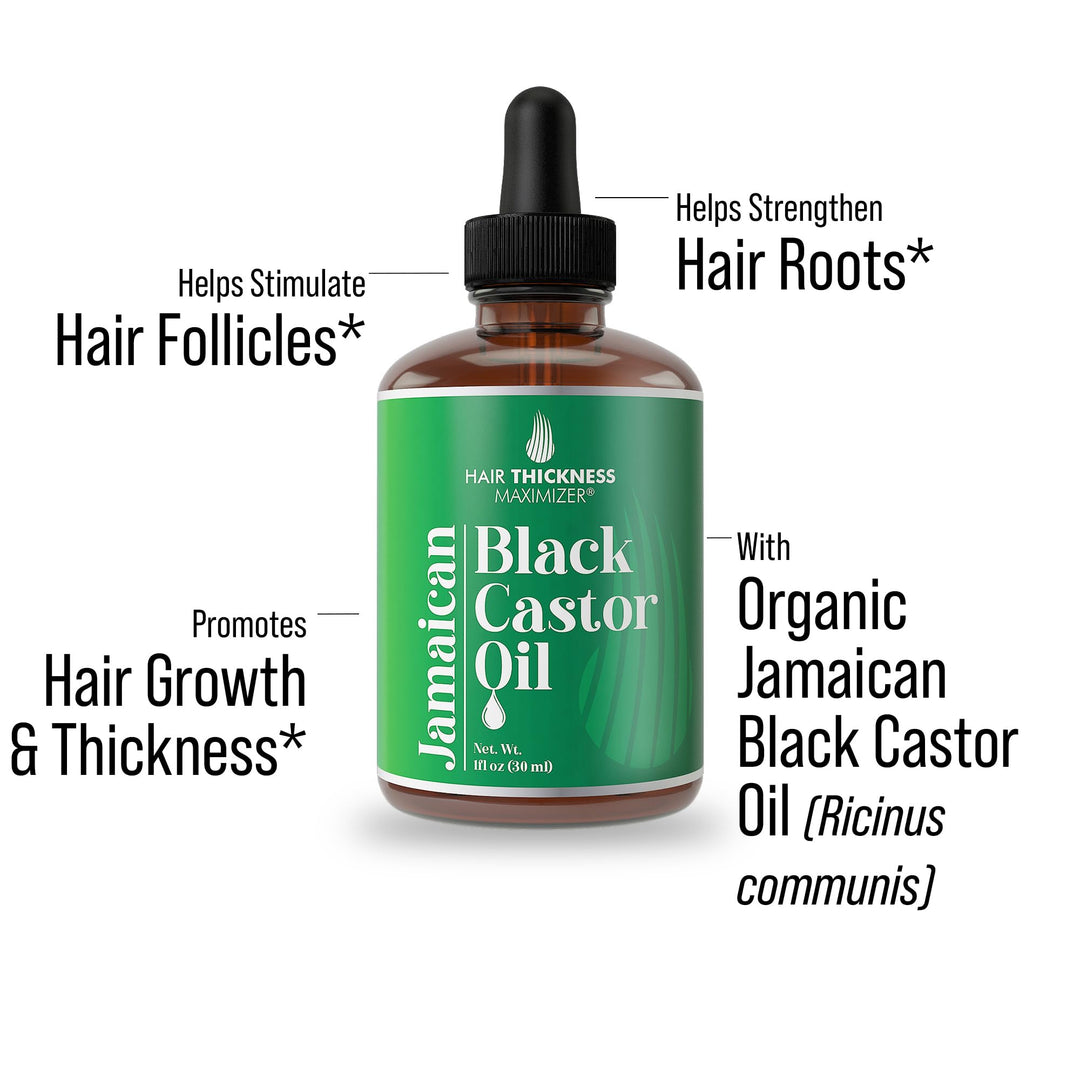 Jamaican Black Castor Oil for Hair Growth - Women and Mens Hair Oil for Dry Scalp Treatment - For Dry, Frizzy, Weak Hair, Hair Loss - 1oz - Non Toxic Hair Growth and Thickness Oil