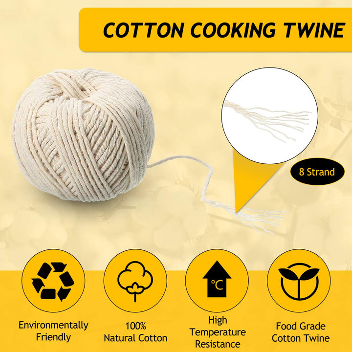 14 Pieces Poultry Lacing Kit Roasting Supplies Meat Trussing Needle and Cooking Twine Bundle Kit 7 Inch Roasting Trussing Needles Kitchen Twine for Trussing Roasting Chicken and Turkey
