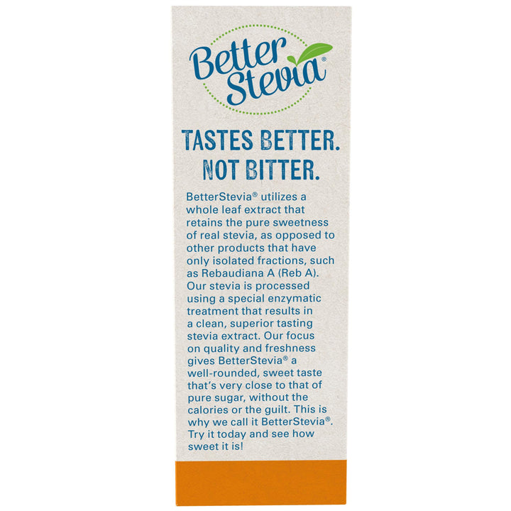 BetterStevia Zero-Calorie Granulated Sweetener Packets, Keto Friendly, Suitable for Diabetics, No Erythritol, 100 Packets