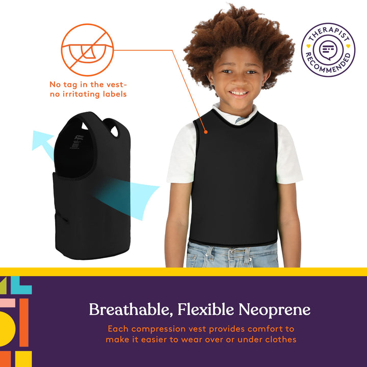 Sensory Compression Vest Deep Pressure Comfort (Black, Small)