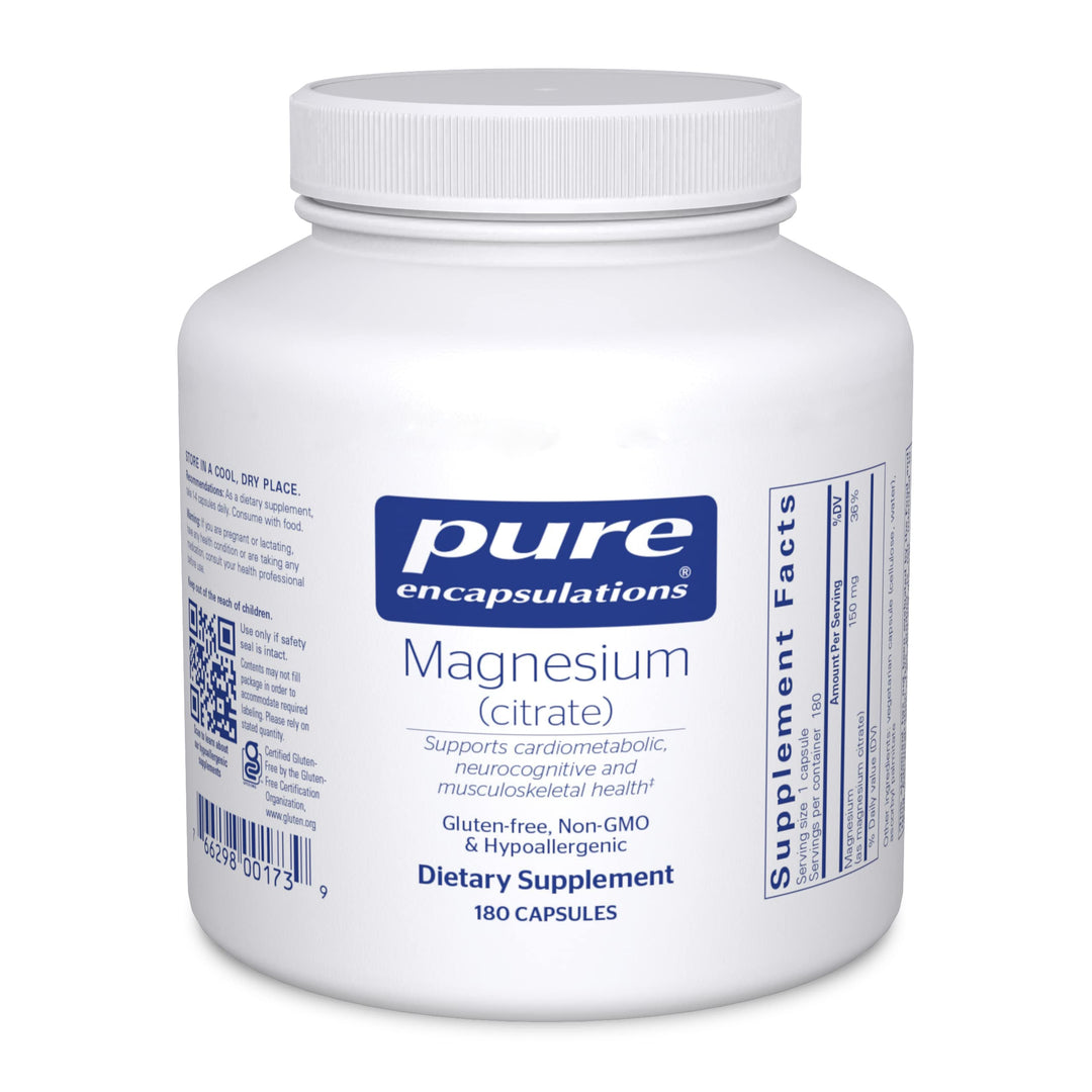 Magnesium (Citrate) - Supplement for Sleep, Heart Health, Cognitive Health, Bone Health, Energy, Muscles, and Metabolism* - with Premium Magnesium - 180 Capsules