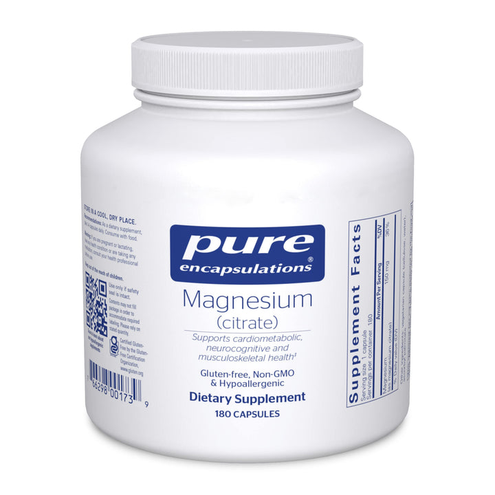Magnesium (Citrate) - Supplement for Sleep, Heart Health, Cognitive Health, Bone Health, Energy, Muscles, and Metabolism* - with Premium Magnesium - 180 Capsules