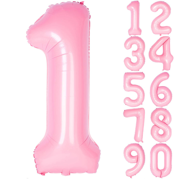 40 Inch Pink Numbers 0-9 Birthday Party Decorations Helium Foil Mylar Number Balloon (Balloon 1, Tiffany Pink)