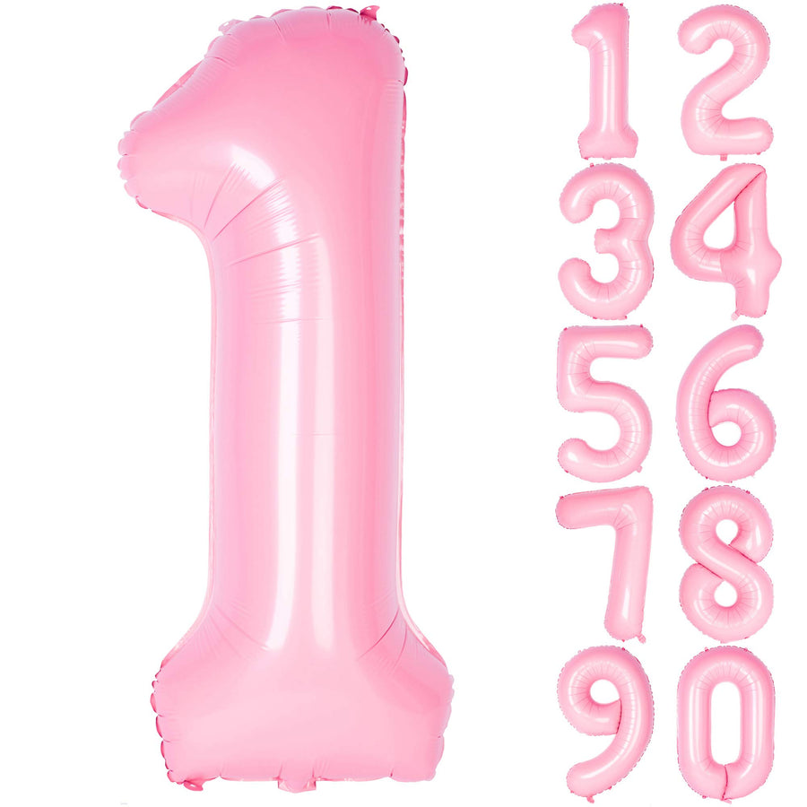 40 Inch Pink Numbers 0-9 Birthday Party Decorations Helium Foil Mylar Number Balloon (Balloon 1, Tiffany Pink)