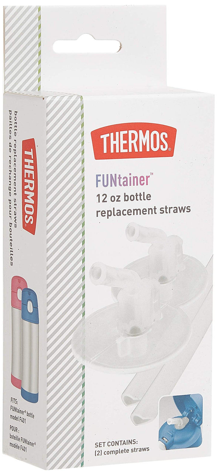 Thermos Replacement Straws for 12 Ounce Funtainer Bottle, Clear, 2 Count
