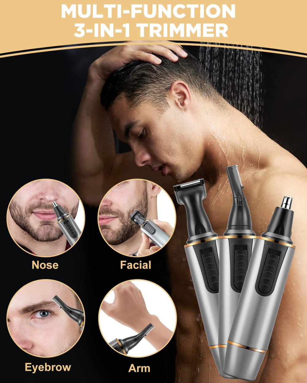 Nose Hair Trimmer for Men 2024 Professional Painless Rechargeable Nose Trimmer for Men and Women, Eyebrow Facial Hair Trimmer, Powerful Motor, IPX7 Waterproof, Dual Edge Blades