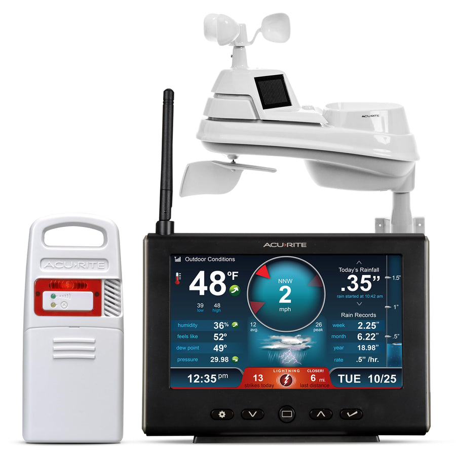 Iris (5-in-1) Weather Station for Indoor/Outdoor Temperature and Humidity, Wind Speed/Direction, and Rainfall with High-Definition Display, Lightning Detection, and Built-In Barometer (01024M)