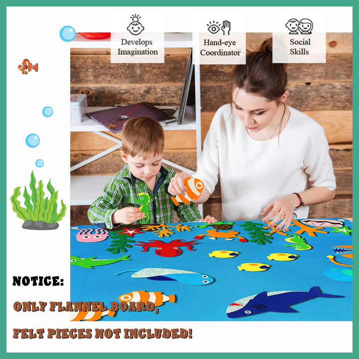 3.5 Feet Flannel-Board for Toddlers Preschool as Kids Felt Stories Activities Play Kits Wall-Hanging Birthday Gifts (Blue)