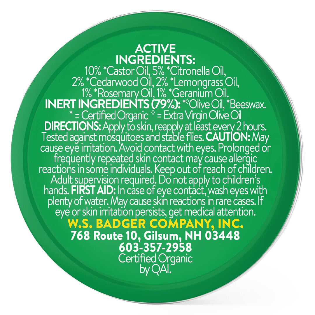 Bug Repellent, Organic Deet-Free Mosquito Repellent with Citronella & Lemongrass, Easy to Use Travel Size Camping Essential, Family Friendly Insect Repellent Balm, .75 oz Tin