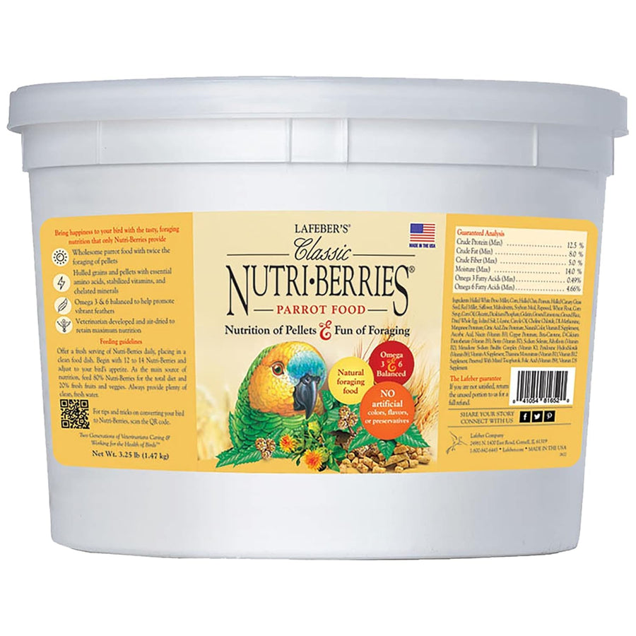 Classic Nutri-Berries Pet Bird Food, Made with Non-GMO and Human-Grade Ingredients, for Parrots, 3.25 lb