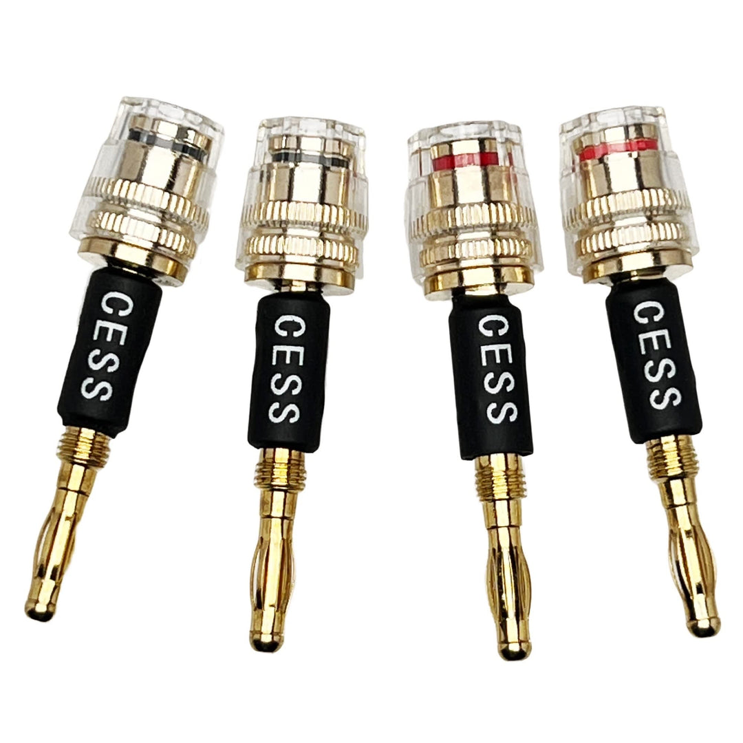 CESS-187 Banana Plug Connect to Spade Fork Plug Speaker Cable Adapter, 4 Pack