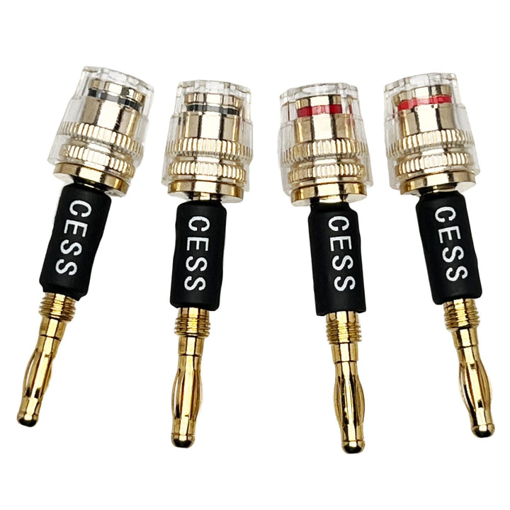 CESS-187 Banana Plug Connect to Spade Fork Plug Speaker Cable Adapter, 4 Pack