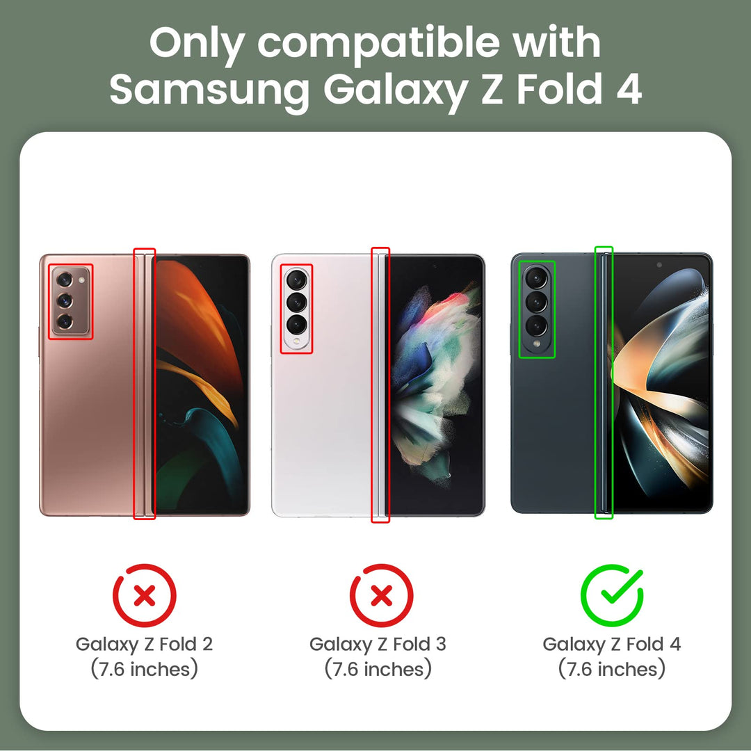 for Galaxy Z Fold 4 Case, Samsung Z Fold 4 Case with Screen Protector & S Pen Holder Built-in Kickstand PU Leather Shockproof Case for Samsung Galaxy Z Fold 4 2022 Released - Carbon Fiber Black