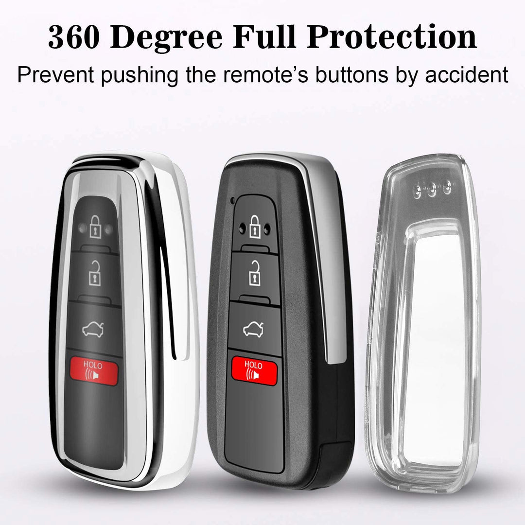 for Toyota Key Fob Cover with Keychain Soft TPU Key Fob Case All-Around Protection Key Case Compatible with 2018-2021 Toyota Camry RAV4 Avalon C-HR Prius Corolla Highlander