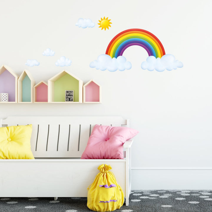 SG-1713 Rainbow and Clouds Kids Wall Stickers Wall Decals Peel and Stick Removable Wall Stickers for Kids Nursery Bedroom Living Room décor