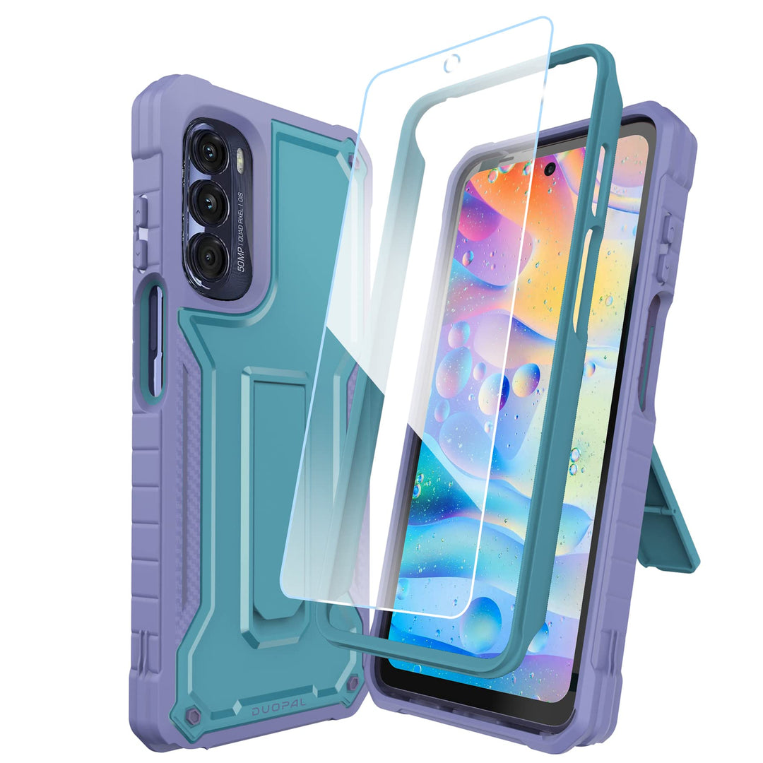 for Motorola G Stylus 5G 2021 Case, Military Grade Protection Shockproof Case with Tempered Glass HD Screen Protector and Kickstand Compatible with Moto G Stylus 5G Phone 6.8 Inch (Black)