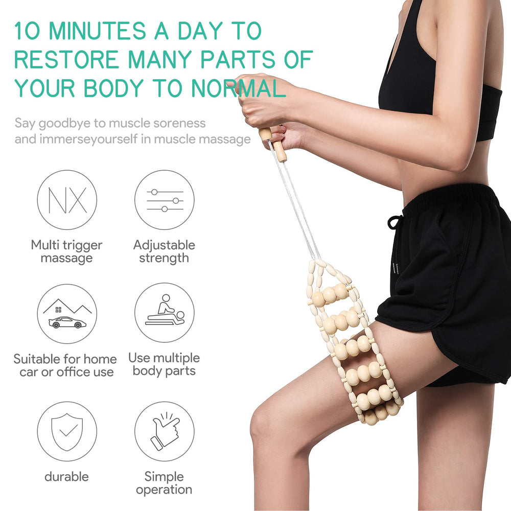 Wood Therapy Massage Tools -Wooden Massage Roller-Roller Rope Wooden Self Maderoterapia kit Used to Relieve Muscle Pain