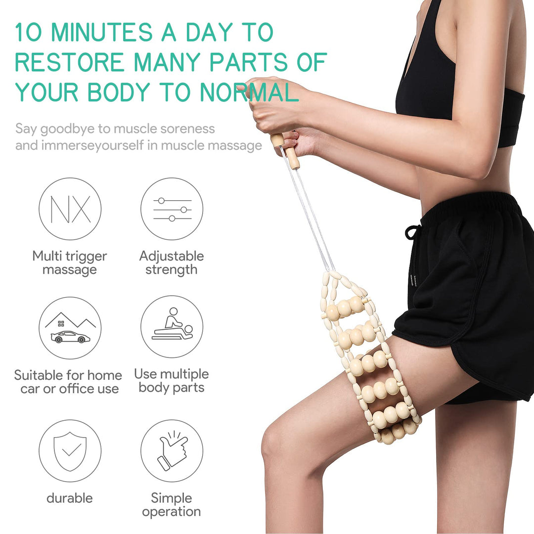Wood Therapy Massage Tools -Wooden Massage Roller-Roller Rope Wooden Self Maderoterapia kit Used to Relieve Muscle Pain