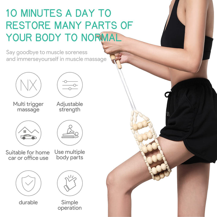 Wood Therapy Massage Tools -Wooden Massage Roller-Roller Rope Wooden Self Maderoterapia kit Used to Relieve Muscle Pain
