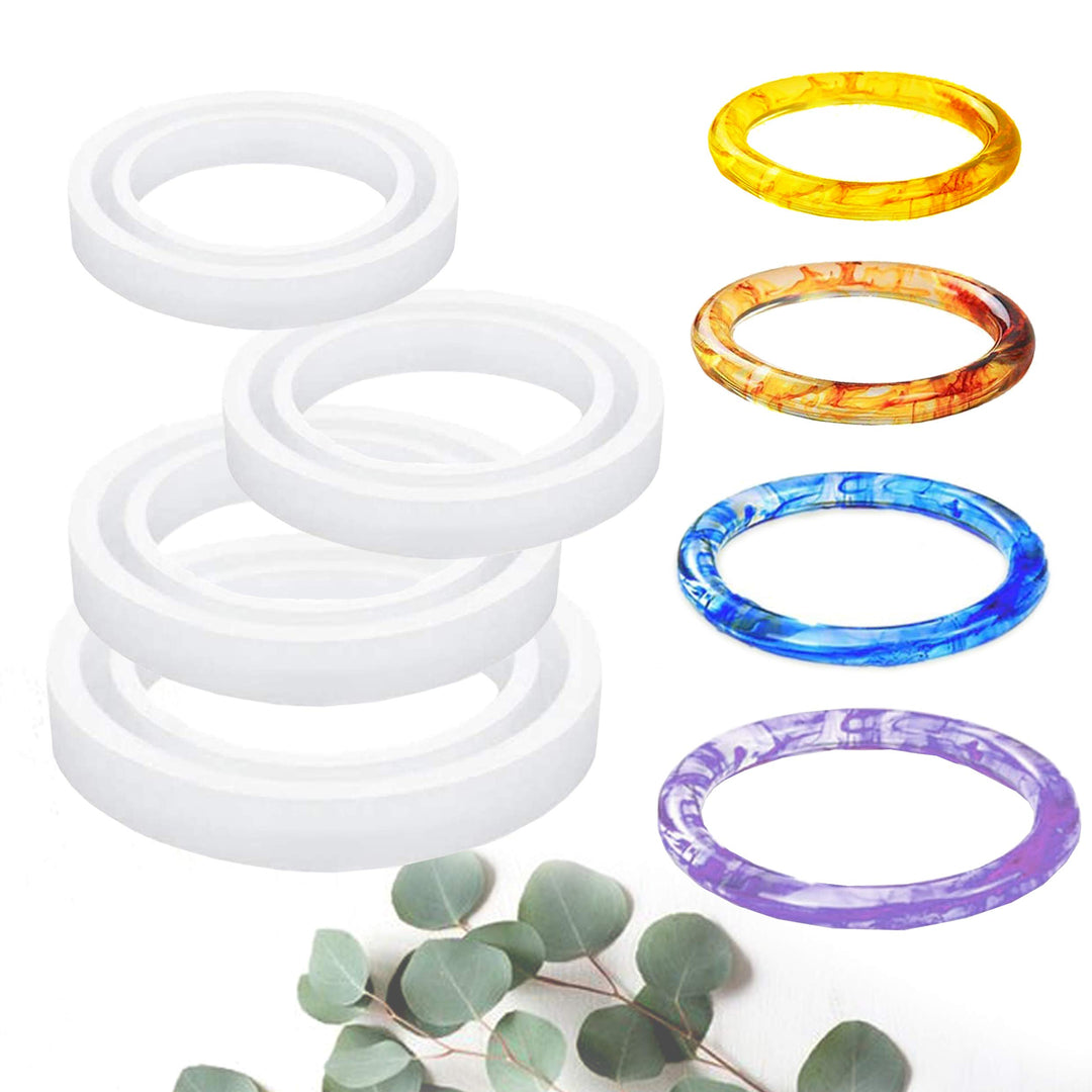Bracelet Mold,Round Silicone Mould,Crystal Epoxy Mold for DIY Resin Bangle Bracelet Jewelry Making Silicone Bracelet Molds Resin Casting Mold for Jewelry Making DIY Crafts(4Sizes)