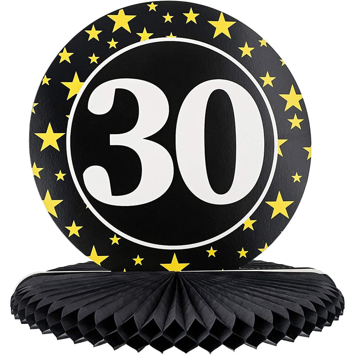 3-Pack 30th Birthday Honeycomb Table Centerpiece Party Decoration, 3 Star Designs