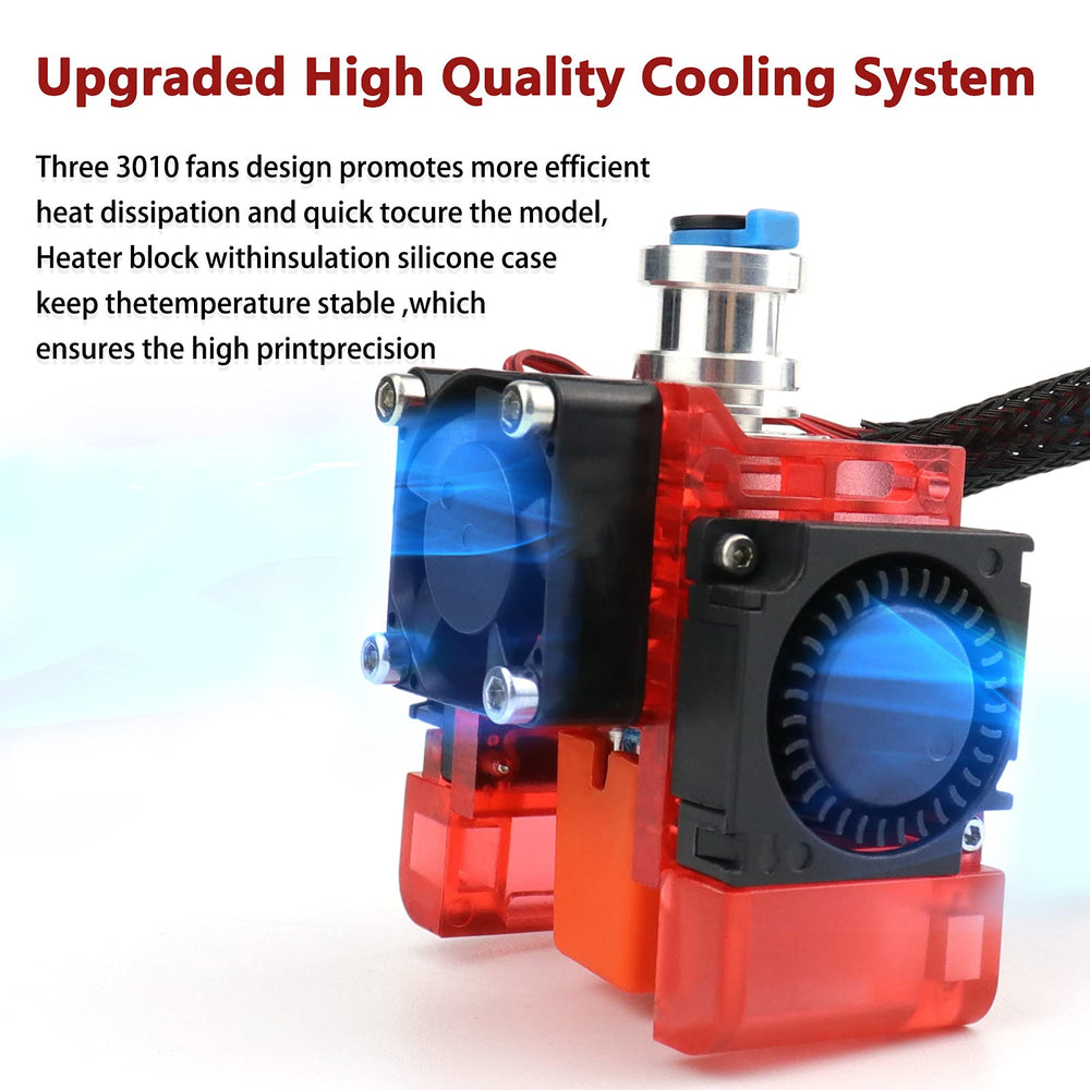 Yunbotong Upgraded All Metal V6 J-Head 12V Bowden Extruder Hotend with Brass Nozzle + 3 Cooling Fans(3010),Replacement Parts Hot End Kit for All 1.75mm E3D V6 Makerbot 3D Printer (12V Volcano)