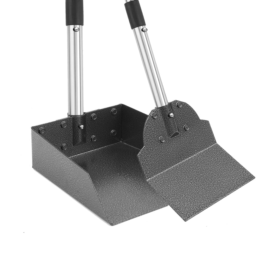 Pooper Scooper, 41.8” Dog Pooper Scooper for Large Dog with Long Adjustable Handle, Heavy Duty Poop Scoop for Large Dogs, Metal Rake Tray Spade Great for Gravel, Dirt (M-New Spade with rake)