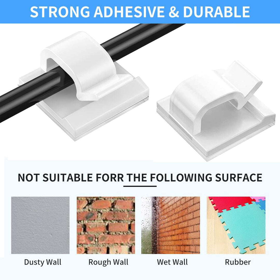 50pcs Upgraded Cable Clips with Strong Adhesive Tapes,Wire Clips,Cord Organizer,Wire Organizer,Cord Holder,Wire Management