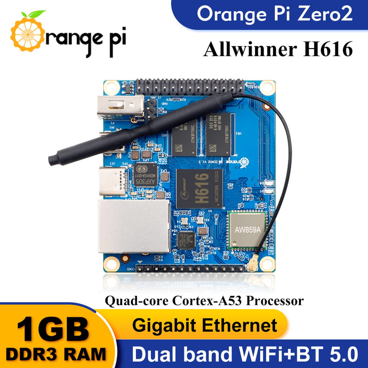 Zero 2, 1GB Allwinner H616 Quad Core 64 Bit Open-Source Microcontroller 1000M Ethernet Single Board Computer, Support Android10, Ubuntu, Debian (Zero 2)