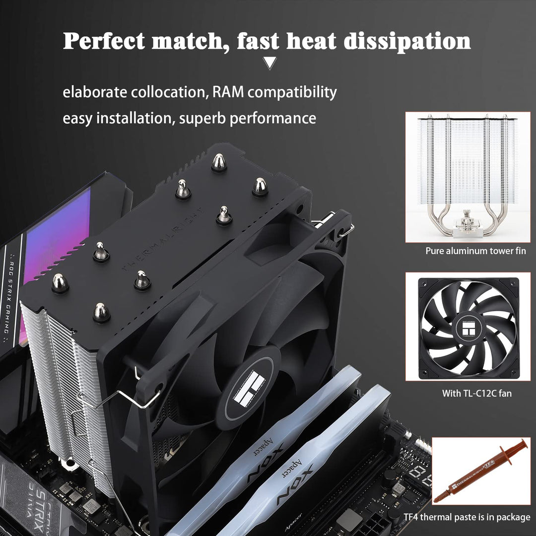 Assassin X120 Refined SE CPU Air Cooler, 4 Heat Pipes, TL-C12C PWM Fan, Aluminium Heatsink Cover, AGHP Technology, for AMD AM4/AM5/Intel LGA 1150/1151/1155/1156/1200/1700 (AX120 R SE)