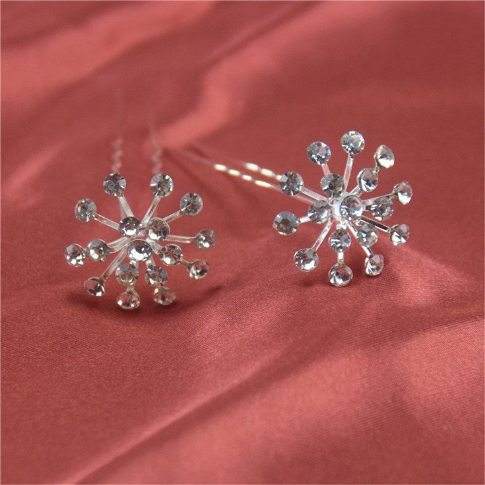 10pcs Bling Starry Crystal Rhinestone Bridal Wedding Hair Pins Women Headwear Hair Accessories (Clear)