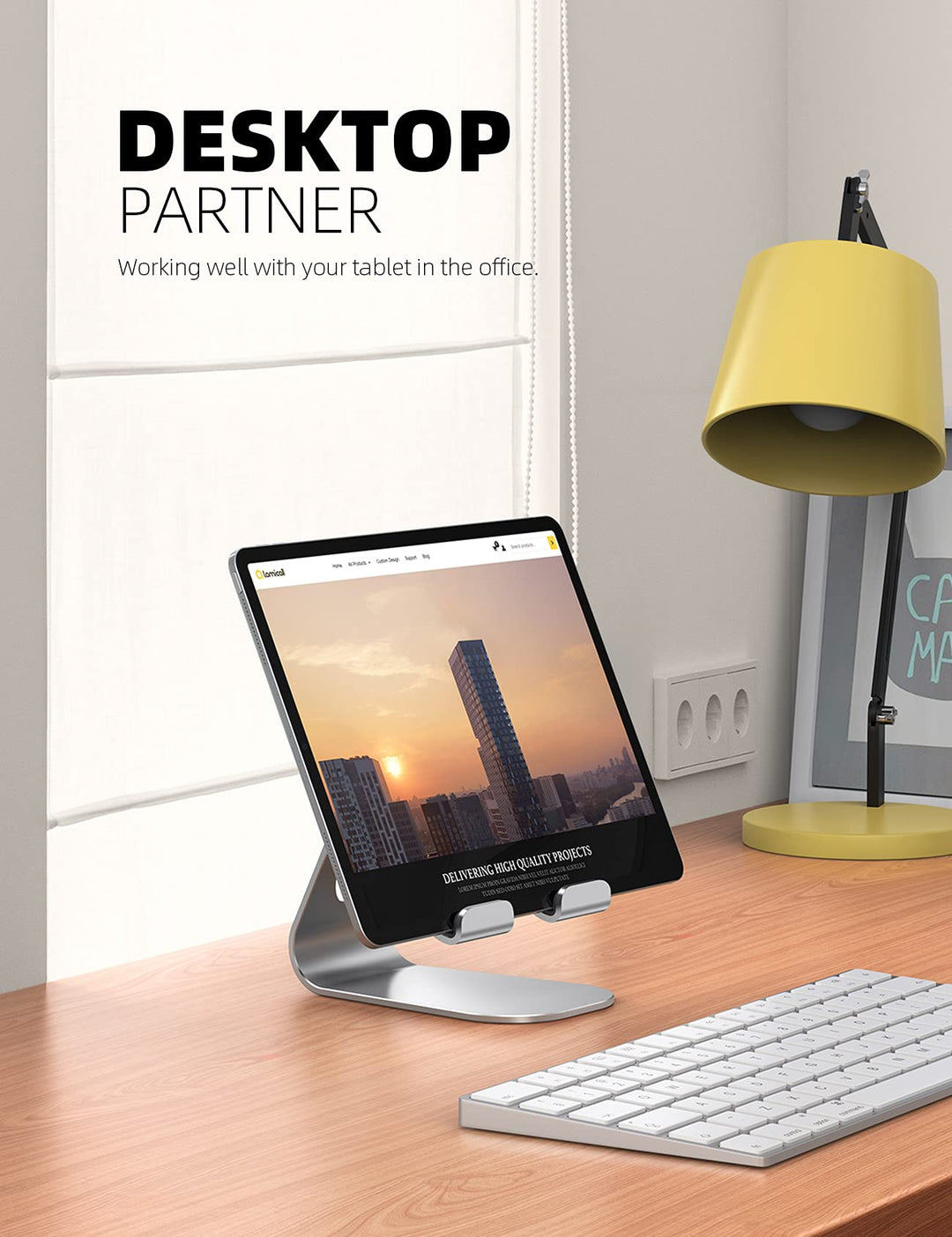 Tablet Stand, Adjustable Tablet Holder - Desktop Stand Dock Holder Compatible with 4-13 Tablet Such as iPad Pro 11, 9.7, 10.5, 12.9 Air Mini 4 3 2, Kindle, Nexus, Tab, Silver