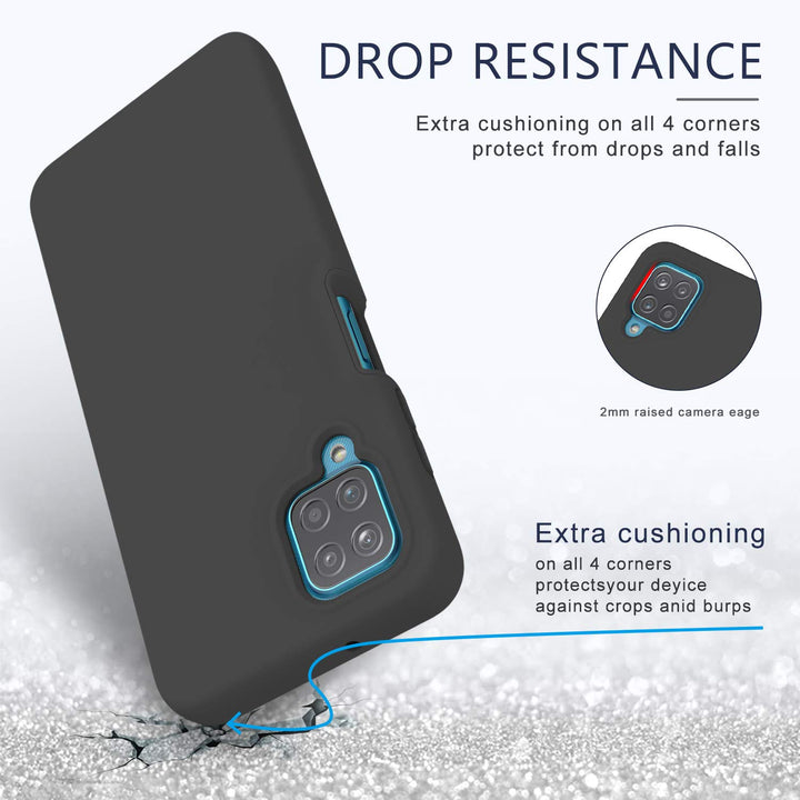 for Samsung Galaxy A12 Case with Built-in Screen Protector,Rugged PC Front Cover + Soft TPU Non-Slip Back Cover, Shockproof Full-Body Protective Case Cover (Black)