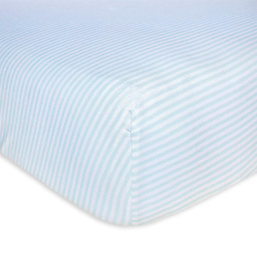 - Fitted Crib Sheet, Boys & Unisex 100% Organic Cotton Crib Sheet For Standard Crib and Toddler Mattresses (Sky Blue Thin Stripes) Classic Stripe